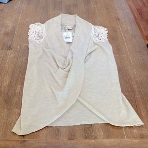 Buckle Womens Small Cross Front Sweater with lace detail